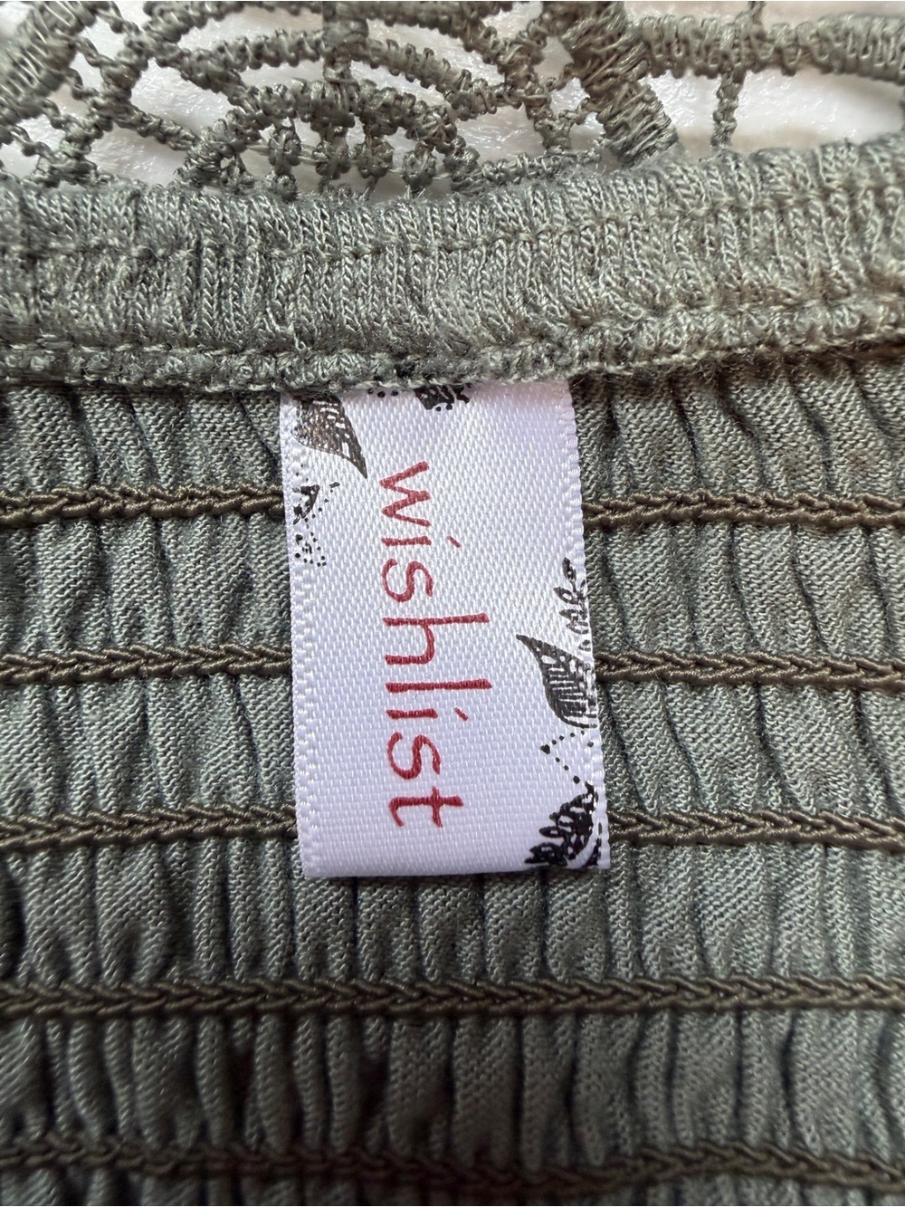 Wishlist Womens Boho Lace Crochet Cropped Cami Top Size L Sage Green Festival - Picture 2 of 8